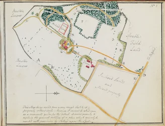 Mapa z "Red Books", pro "Mogenhanger v Bedfordshire, sídlo Godfrey Thornton Esq.", 1792