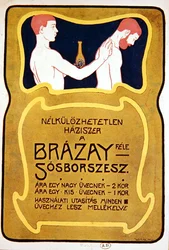 Maďarská reklama na Eau de Toilette Brazay, kolem roku 1900 (barevné lito)