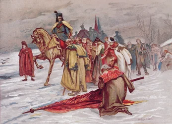 Rákoczi Ferenc se loučí se svým lidem při odchodu do exilu v únoru 1711, kolem roku 1900