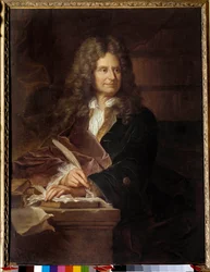 Portrét Nicolase Boileaua (1636 - 1711) dit Boileau Despreaux (Boileau-Despreaux), francouzský spisovatel - Obraz z dílny Hyacinthe Rigaud (1659-1743)