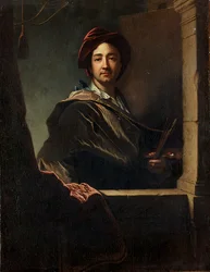 Portrét umělce, poloviční délka, na křídle, 1712