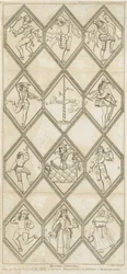 Betley Glass Window - Morris Dancers: rytina a [? 18. století]