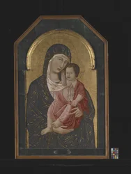 Madonna a dítě (tempera a zlato na dřevě)