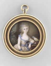 Portrét ženy, cca 1785 (akvarel na slonovině, ormolu a skle)