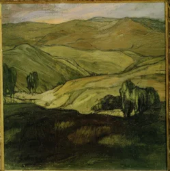 Ignacio Zuloaga / Krajina v Aragonii, 1911, Olej na plátně, 81 × 78 cm