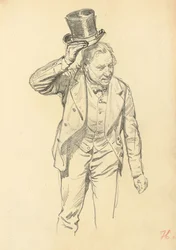Muž sklápějící klobouk, c. 1872-1875