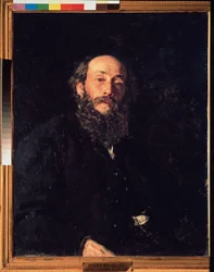 Portrét umělce Nikolaje Ge (Gay) (1831-1894). Obraz Ilja Repin (Ilia Repin) (1844-1930), olej na plátně