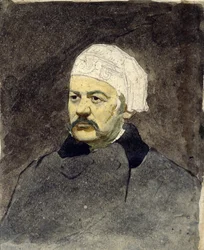 Portrét ruského skladatele Michaila Ivanoviče Glinky (1804-1857) (Michail I. Glinka) - Malba Ilji Jefimoviče Repina (1844-1930), akvarel na kartonu (28x23 cm), cca 1870 - I. Repin Memorial Museum Penates, u Petrohrad (Rusko)