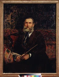 Portrait du peintre Alexey Bogolyubov (Bogolyubov y Bogolyubov) (1824-1896). Peinture de Ilya Yefimovich Repin (Ilya Repine) (1844-1930), huile sir toile