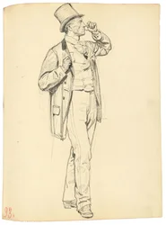 Studie pro "Pařížská kavárna": Stojící muž se zdviženou rukou, c. 1872-1875