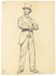 Studie pro "Pařížská kavárna": Stojící muž s kloboukem, nohy od sebe, c. 1872-1875