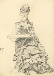 Žena sedící u stolu v kavárně, c. 1872-1875