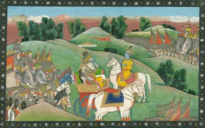Dialog mezi Pánem Krišnou a Ardžunou, c. 1830
