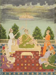 Bahadur Shah se svými čtyřmi syny a vnukem, kolem roku 1710