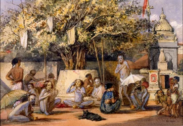 Byragis, hinduističtí náboženští žebráci připravující se na festival, Beach Candy, Bombay