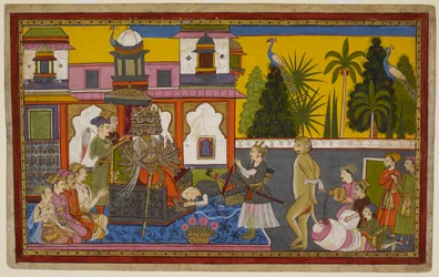 Hanumān je zajat a ponížen Rāvaṇou, ale unikne a svým planoucím ocasem zapálí město. 1653