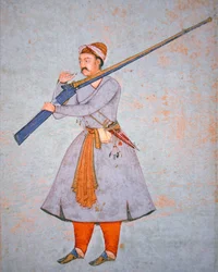 Důstojník mughalské armády, kolem 1585 (barevné lito)