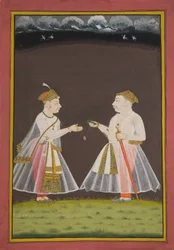 Pravděpodobně portrét Rana Raj Singha z Udaipuru (1661-81) nabízejícího pánvi pánev, 1820