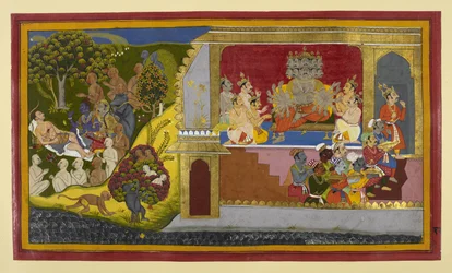 Rāvaṇa nařizuje probuzení Kumbhakarṇy; Rāma a vůdci pečují o Lakṣmaṇu