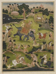 Shah Jahan lov, samostatné folio alba, kolem roku 1900