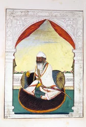 Sirdar Gurmukh Singh Bhai, z Království Paňdžáb, jeho vládci a náčelníci, svazek II, svazek 30 akvarelových studií od neidentifikovaného indického umělce, kolem roku 1840 (wc na papíře)