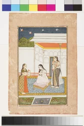 Vilaval Ragini z Hindolu, kolem roku 1745 (neprůhledný akvarel a zlato na papíře, připevněno na stránce alba)