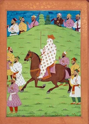 Žena ve službách královny cestující na dvůr Shah Alema Indické a perské miniatury v „Historie Indie od Tamertante po Orangreyb““ od Niccolo Manucciho (1638-1717). B.N., Paříž.