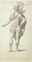 Konečný návrh pro Oberonovy šaty, cca 1611 (pero a inkoust na papíře)