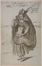 Queen Candace, cca 1609 (pero a inkoust na papíře)