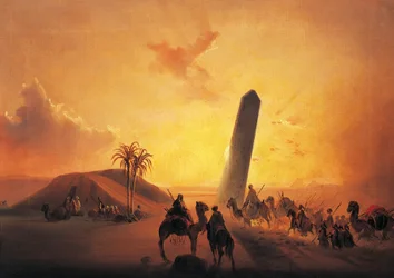 Karavana v poušti, obraz Ippolito Caffi (1809-1866), Olej na plátně, 31x44 cm