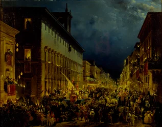 Moccoli večer v Římě, 1834.
