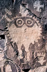 Petroglyfy (skalní umění) Anasaziů v Novém Mexiku.