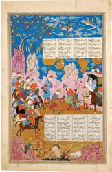 Iluminace rukopisu The Slaying of Siyawush z eposu Shahname od Ferdowsiho