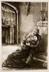 Smrt sv. Columby z Trias Thaumaturga neboli tří zázračných světců Irska od Mary Cusack (1829-99) publikovaná kolem 90. let 19. století