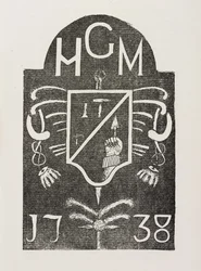 Frotáž nárožního kamene se zednářskými symboly, datovaná 1738