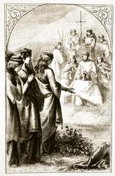 The Vision of the Synod of Clerics, from The Trias Thaumaturga, or Three Wonder-working Saints of Ireland, Mary Cusack (1829-99) publikovaná kolem 90. let 19. století