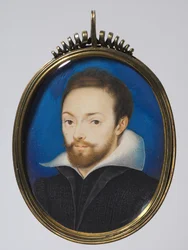 Portrét muže, kolem roku 1615 (akvarel na kartě v pozdějším stříbrném zlaceném rámu)