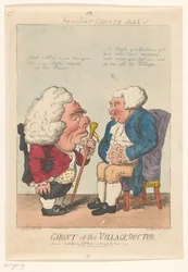 Spotprent op de dorpsarts, 1799 Ghost of the Village Doctor! (název na objektu) Familiar Ghosts (název série na objektu)