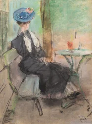 V pařížské kavárně (pastel)