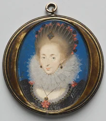 Portrét Lucy Russell, hraběnky z Bedfordu, rozené Harrington, 1612.