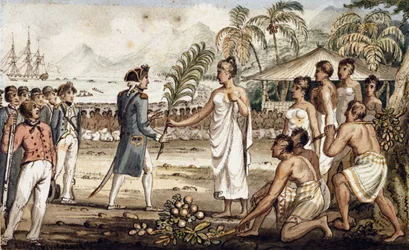 Oatehite, ilustrace z „The Voyages of Captain Cook“