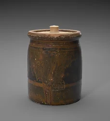 Sklenice s víkem, c. 1873-1882 (glazovaná kamenina)