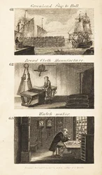 Obchody v Regency England: Grónská loď do Hullu, výroba širokých látek a hodinář