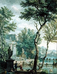 Ideal Palace and Park (pero a hnědý inkoust a wc na papíře)