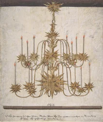 Design pro lustr se šestnácti svíčkami, 1632.