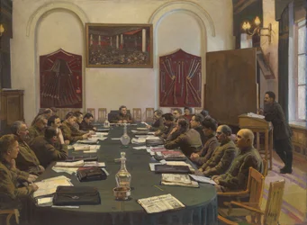 Shromáždění Revoluční vojenské rady SSSR, předsedá Kliment Vorošilov