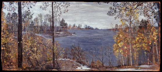 Pozdní podzim. Obraz Isaaka Izraileviče Brodského (Brodského) (1884-1939), olej na plátně