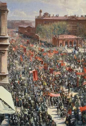 Demonstrace na Avenue 25. října, skica k obrazu z roku 1934 v Treťjakovské galerii, 1930