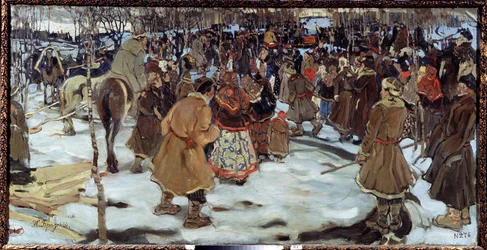Doba bojarů (boiard, boiar), ruských aristokratů. (Boyarská epocha). Obraz Isaaka Izraileviče Brodského (Brodského) (1884-1939). Olej na plátně