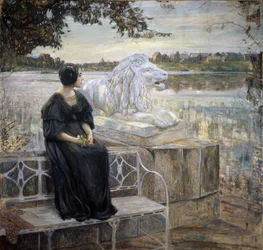 Portrét umělcovy ženy. Obraz Isaaka Izraileviče Brodského (Brodsky) (1884-1939), olej na plátně, 205 x 203,5 cm